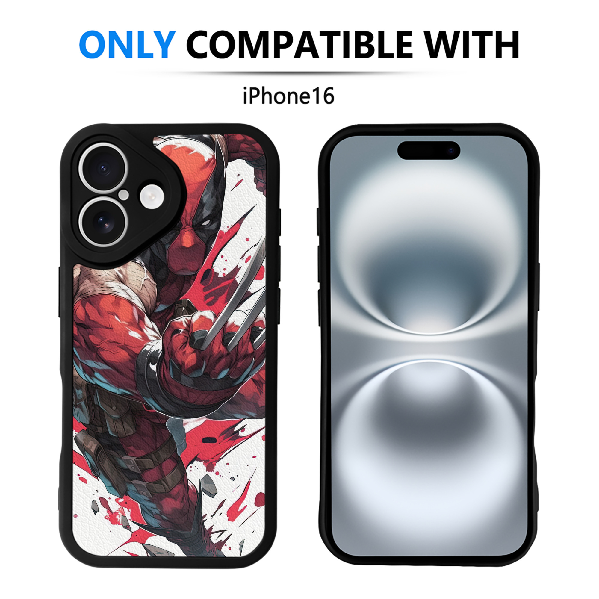 （画像用） Deadpool デッドプール 【iPhone 16シリーズ対応】シリコンスマホケース（レザー調） 材質：シリコン